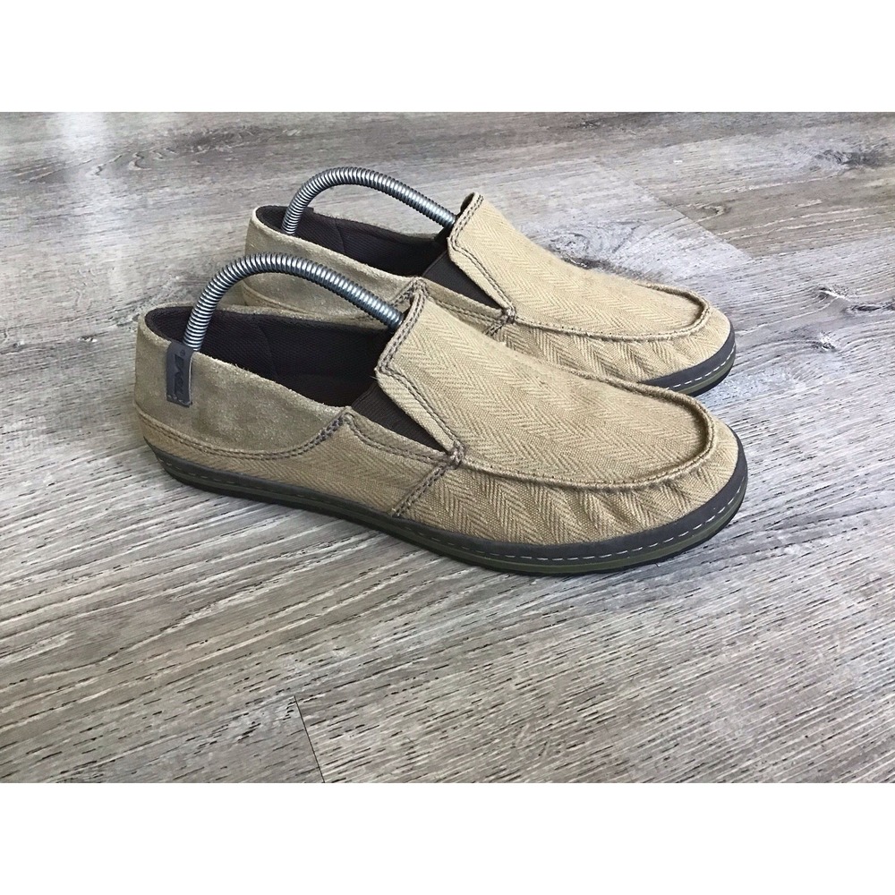 Teva Mens Size 9.5 Canvas Clifton Slip On Loafers Comfort Shoes Beige 1003432
